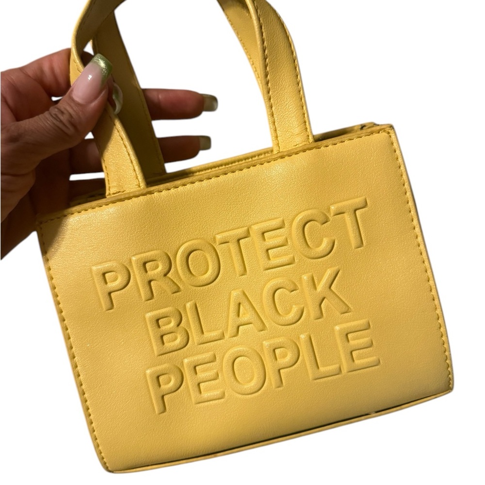 Yellow 'Protect Black People' Embossed Tote Bag